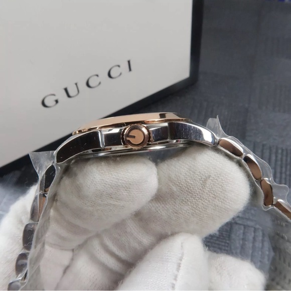 Gucci Women's YA126513 Gucci timeless Steel and Yellow PVD White Dial Watch - Picture 6 of 7